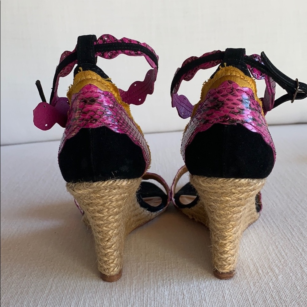 LANVIN Wedge Suede Sandals Shoes Size 39 - Picture 3 of 8